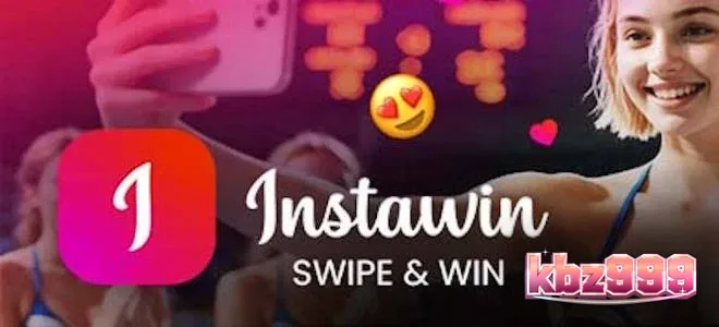 อินเทอร์เฟซเกม Instawin ที่แสดงรูปแบบการปัดหน้าจอแบบโซเชียลมีเดีย